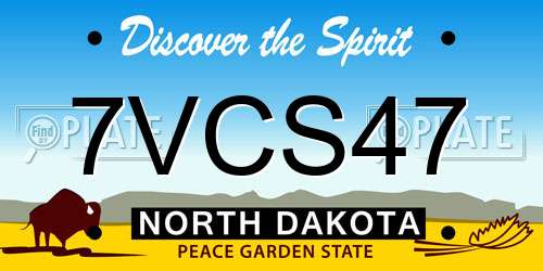 7VCS47 North Dakota License Plate