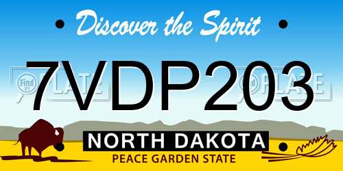7VDP203 North Dakota License Plate