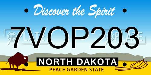 7VOP203 North Dakota License Plate
