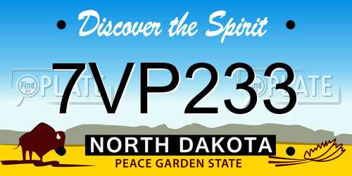 7VP233 North Dakota License Plate