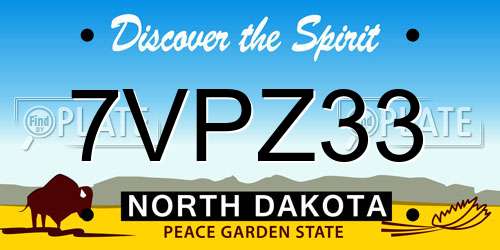 7VPZ33 North Dakota License Plate
