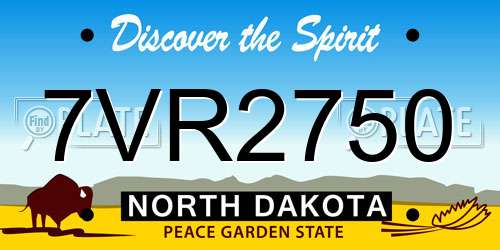 7VR2750 North Dakota License Plate