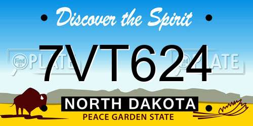 7VT624 North Dakota License Plate