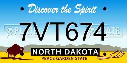 7VT674 North Dakota License Plate