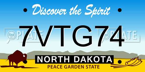 7VTG74 North Dakota License Plate