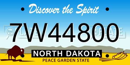 7W44800 North Dakota License Plate