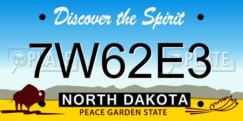 7W62E3 North Dakota License Plate