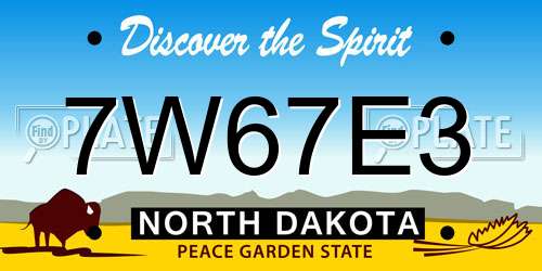 7W67E3 North Dakota License Plate