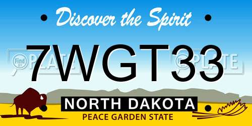 7WGT33 North Dakota License Plate