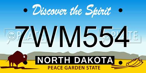 7WM554 North Dakota License Plate