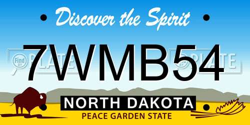 7WMB54 North Dakota License Plate