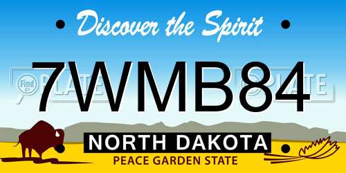 7WMB84 North Dakota License Plate