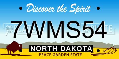 7WMS54 North Dakota License Plate