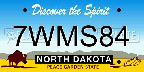 7WMS84 North Dakota License Plate