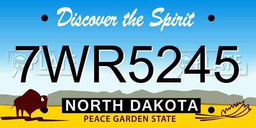 7WR5245 North Dakota License Plate
