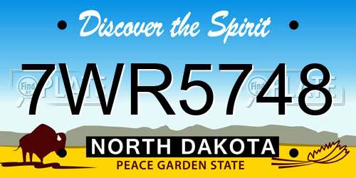 7WR5748 North Dakota License Plate