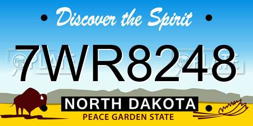 7WR8248 North Dakota License Plate
