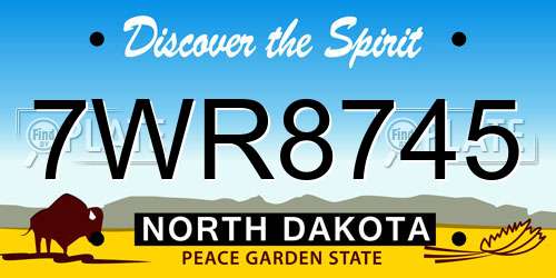 7WR8745 North Dakota License Plate