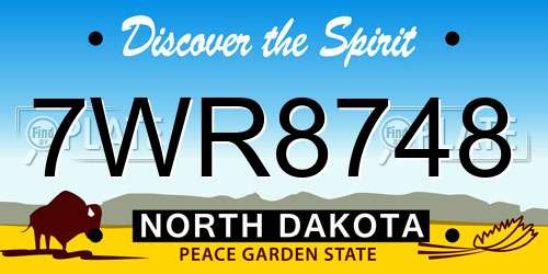 7WR8748 North Dakota License Plate