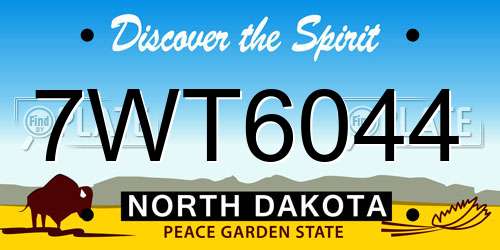 7WT6044 North Dakota License Plate