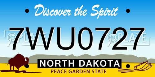 7WU0727 North Dakota License Plate