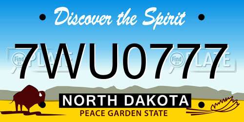 7WU0777 North Dakota License Plate