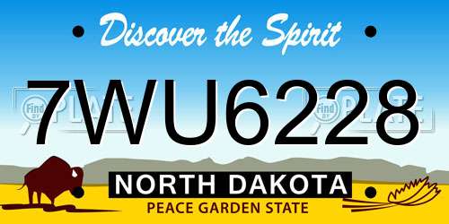 7WU6228 North Dakota License Plate