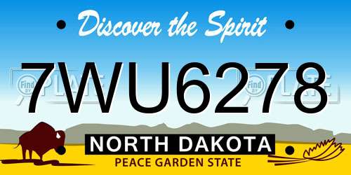 7WU6278 North Dakota License Plate