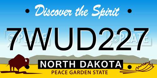 7WUD227 North Dakota License Plate