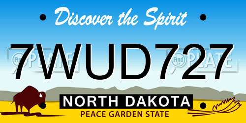 7WUD727 North Dakota License Plate