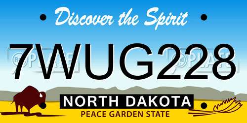 7WUG228 North Dakota License Plate