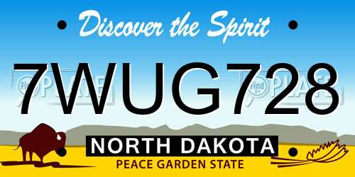 7WUG728 North Dakota License Plate