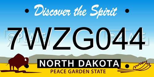 7WZG044 North Dakota License Plate