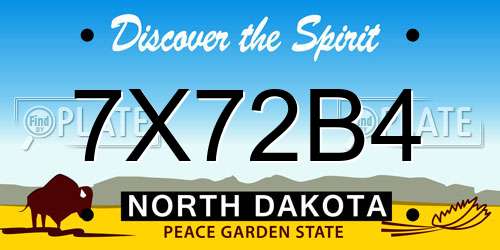 7X72B4 North Dakota License Plate