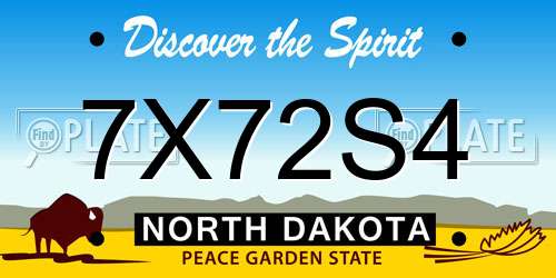 7X72S4 North Dakota License Plate