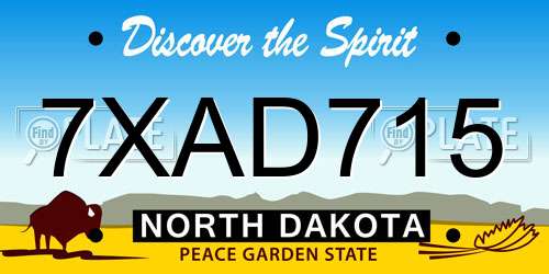 7XAD715 North Dakota License Plate