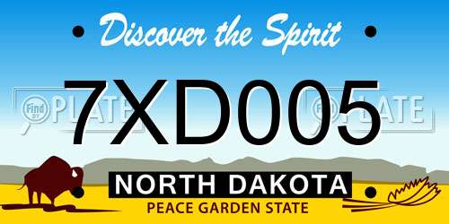 7XD005 North Dakota License Plate