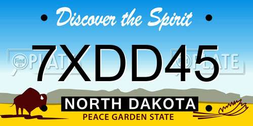 7XDD45 North Dakota License Plate