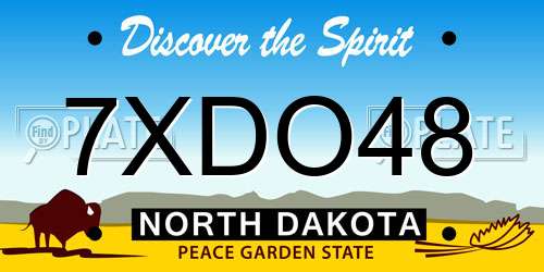 7XDO48 North Dakota License Plate