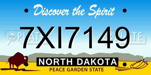 7XI7149 North Dakota License Plate