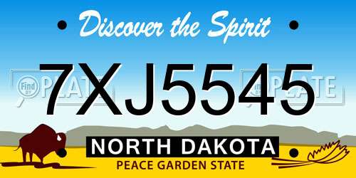 7XJ5545 North Dakota License Plate