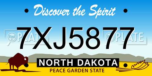 7XJ5877 North Dakota License Plate