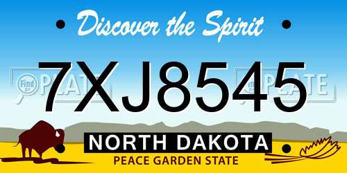 7XJ8545 North Dakota License Plate