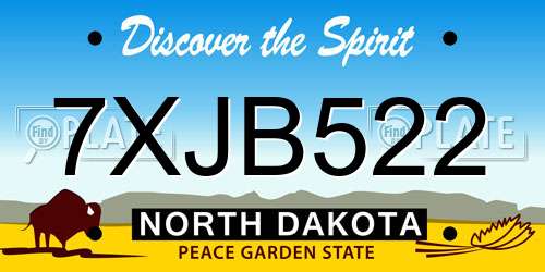 7XJB522 North Dakota License Plate