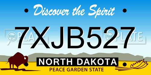 7XJB527 North Dakota License Plate