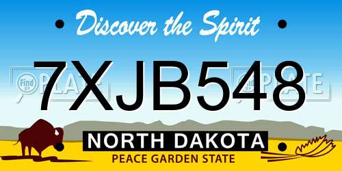 7XJB548 North Dakota License Plate