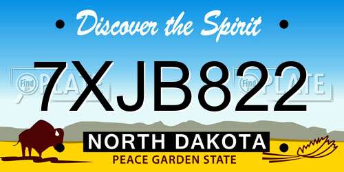 7XJB822 North Dakota License Plate