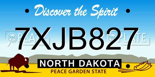 7XJB827 North Dakota License Plate