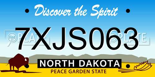 7XJS063 North Dakota License Plate