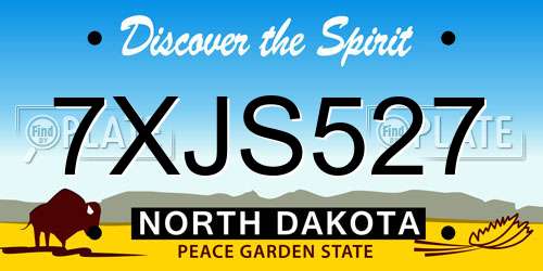 7XJS527 North Dakota License Plate